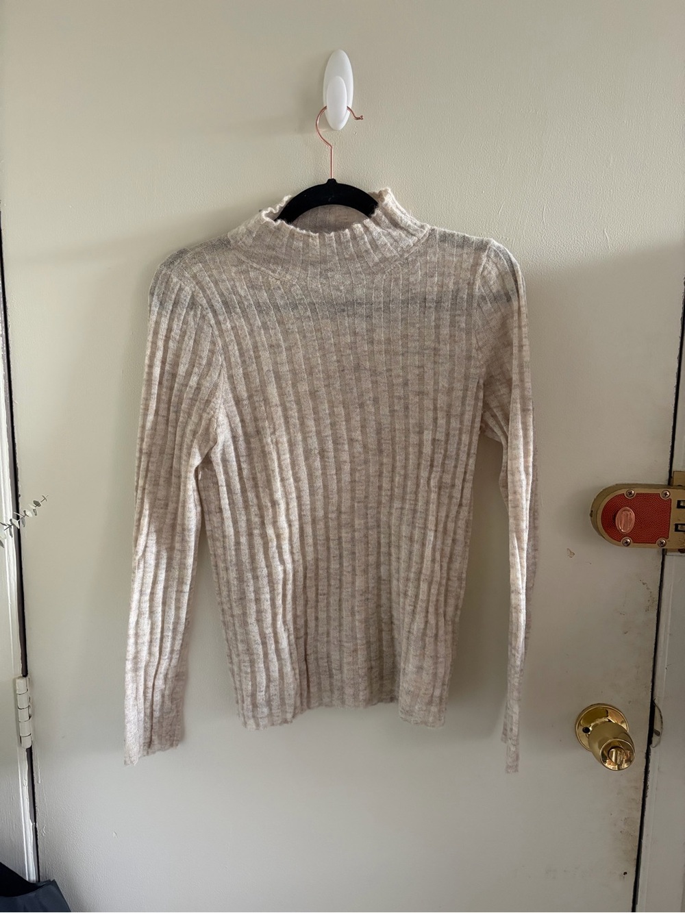 Madewell Cream Ribbed Mock Neck Sweater - S